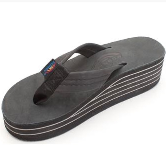 rainbow wedge thong sandal